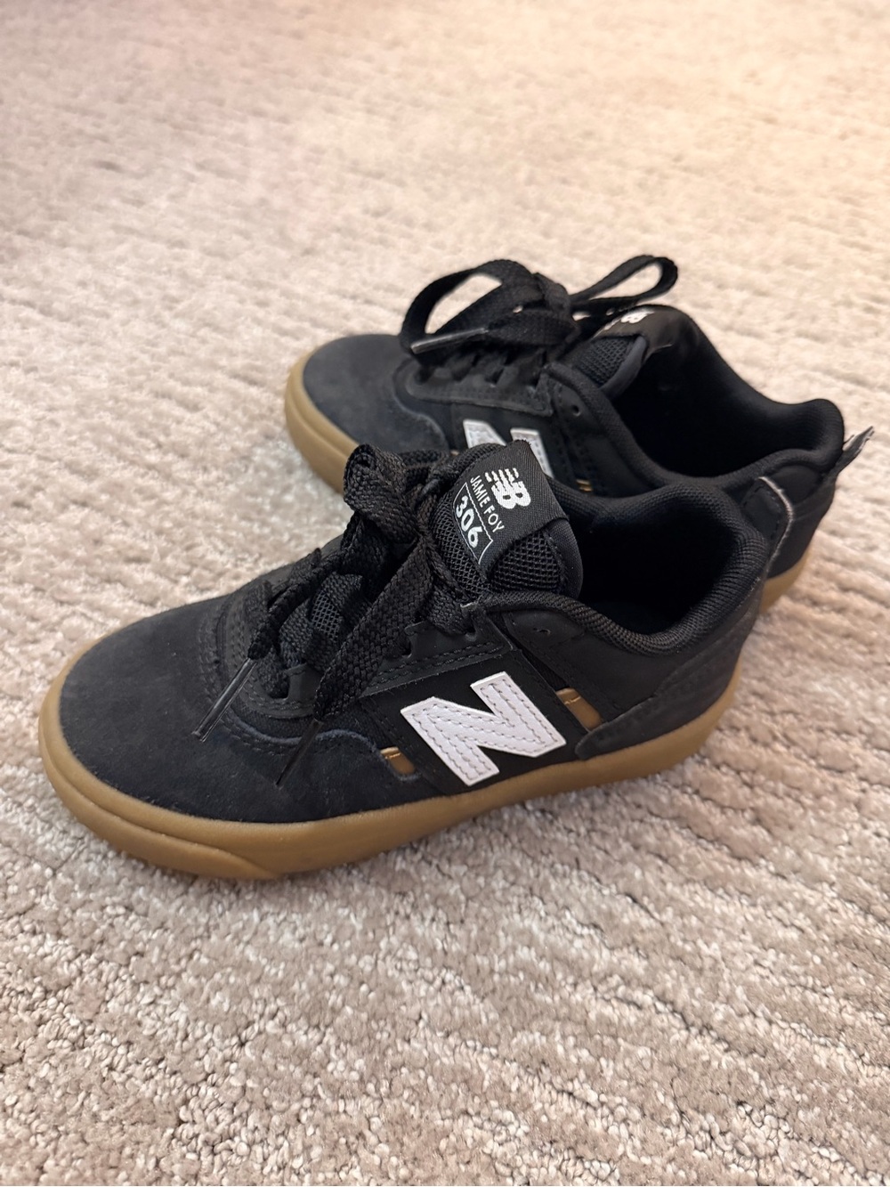 New Balance Kids Black Sneakers with Gum Sole